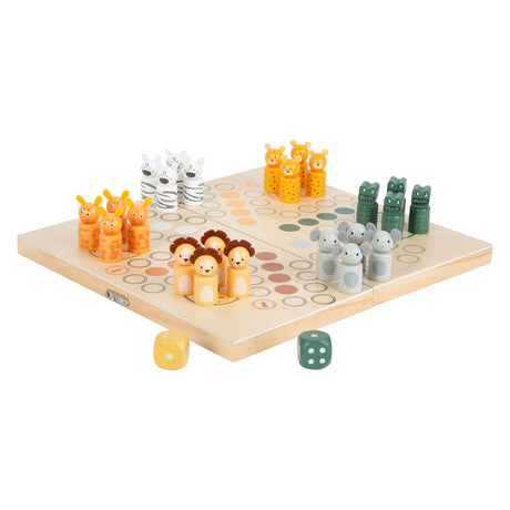 Mała stopa - drewniane safari z grą ludo - 6 graczy
