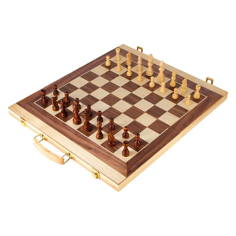 Mała stopa - drewniane szachy i backgammon