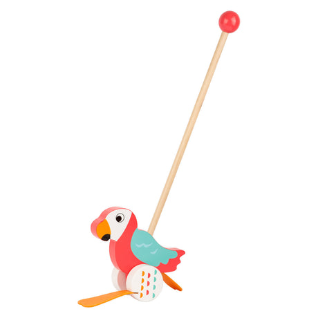 Mała stopa - drewniana figurka papugi lorikeet z kijem