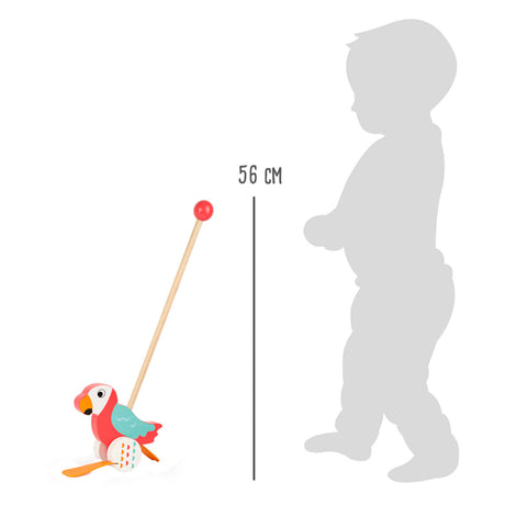 Mała stopa - drewniana figurka papugi lorikeet z kijem