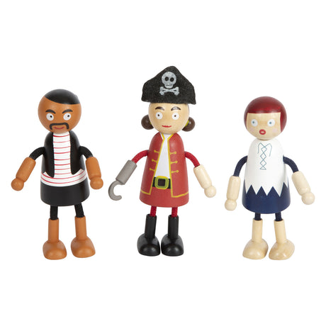 Mała stopa - zginane drewniane figurki piratów, 6 szt.