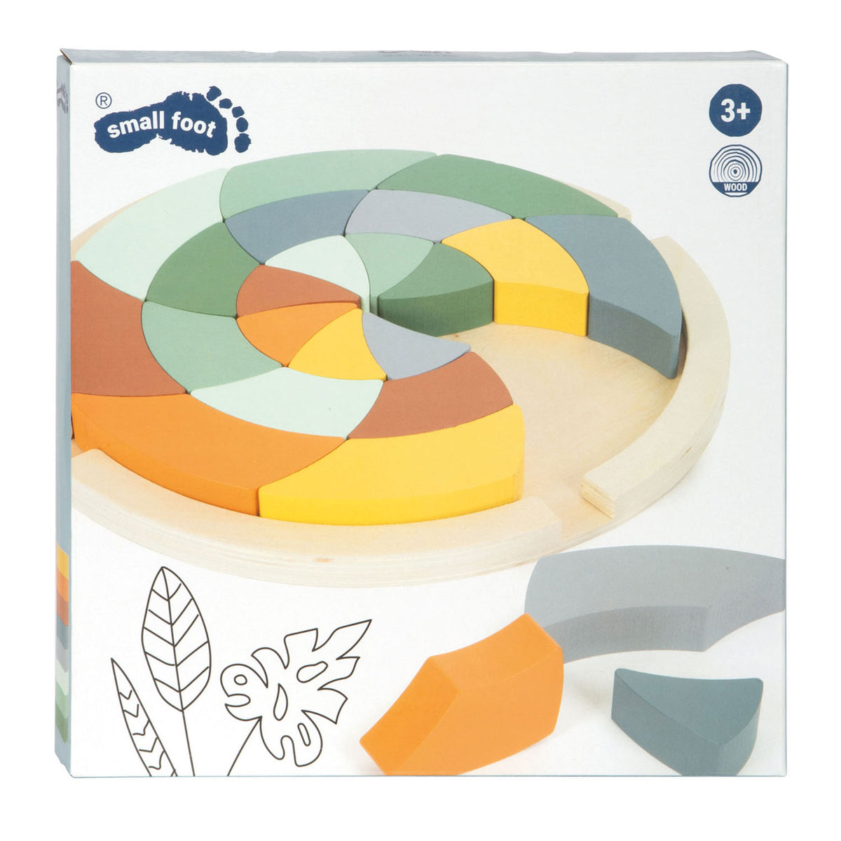 Mała stopka - drewniane puzzle safari okrągłe, 24 szt.