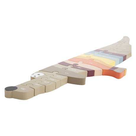 Mała stopa - drewniane puzzle z literami i kształtami psa, 26 szt.