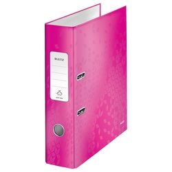 Ordner leitz 10050023 karton 80g m2 a4 szerokość 8cm różowa etykieta z otworem na grzbiecie