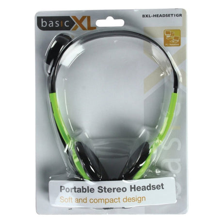Zestaw słuchawkowy stereo Basicxl bxl-headset1, zielony, czarny