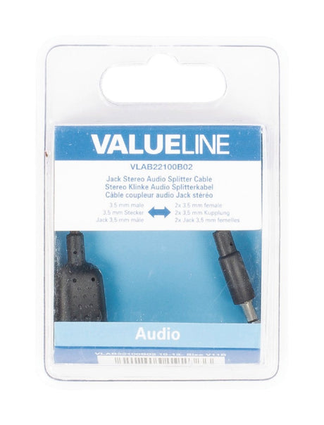 Valueline vlab22100b02 kabel dystrybucyjny audio stereo jack 3,5 mm męski - 2 x 3,5 mm żeński 0,20 m czarny