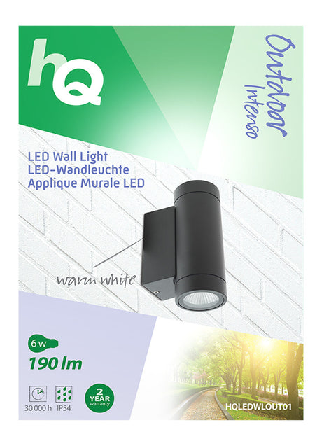 HQ ledwlout01 zewnętrzny kinkiet LED 6 w 190 lm czarny