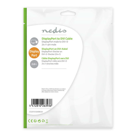 Nedis CCGP37200BK20 DisplayPort - Kabel DVI DisplayPort męski - DVI-D 24+1-pin męski 2,0 m czarny