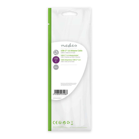 Nedis ccgp60600bk01 Kabel USB 2.0 typ-c męski - męski 0,1 m czarny