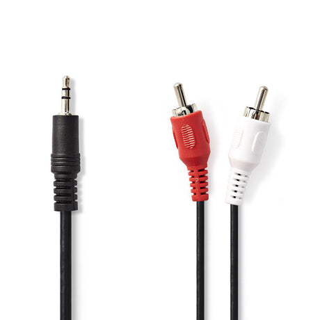 Nedis cagt22200bk15 stereofoniczny kabel audio 3,5 mm męski - 2x męski rca 1,5 m czarny