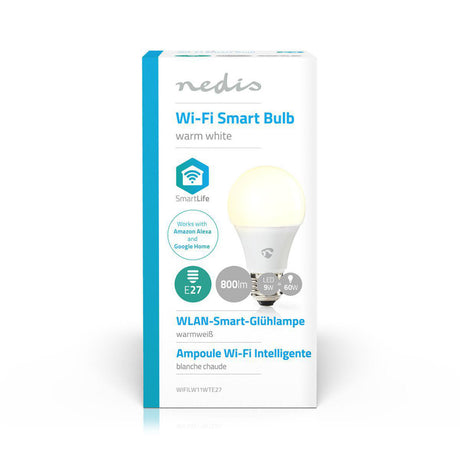Nedis wifilw11wte27 inteligentna żarówka led wifi ciepła biała e27