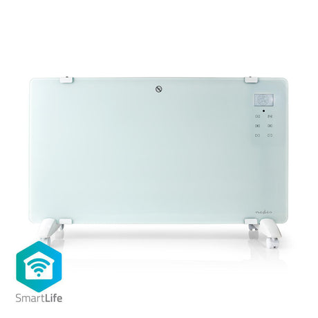 Nedis WiFiHTPL20FWT Inteligentny grzejnik konwektorowy z termostatem WiFi Szklany panel przedni 2000W biały