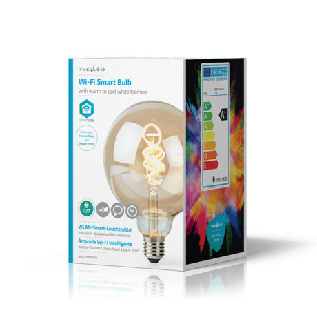 Nedis Wi-Fi LT10GDG125 Wi-Fi Żarówka LED o barwie ciepłej do chłodnej bieli E27 G125 5,5 W 350 lm