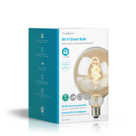 Nedis Wi-Fi LT10GDG125 Wi-Fi Żarówka LED o barwie ciepłej do chłodnej bieli E27 G125 5,5 W 350 lm