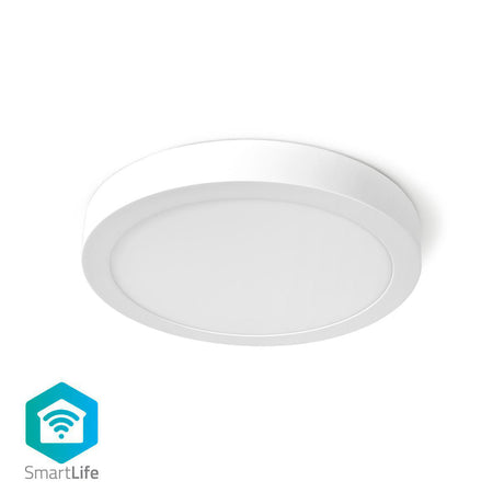 Inteligentna lampa sufitowa Nedis wifilaw20wt Wi-Fi okrągła oslash; 30 cm od ciepłej do chłodnej bieli 1200 lm 18 w smukłym aluminium