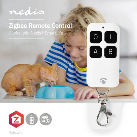 Inteligentny pilot Nedis Zbrc10wt Zigbee z 4 przyciskami i baterią w kolorze białym