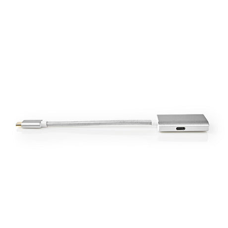 Nedis cctb64680al02 adapter USB USB 3.2 gen 1 handel USB typu C; handel męskim hdmi; złącze 0,20 m okrągła, pozłacana dzianina nylonowa, srebrna osłona skrzynki okiennej
