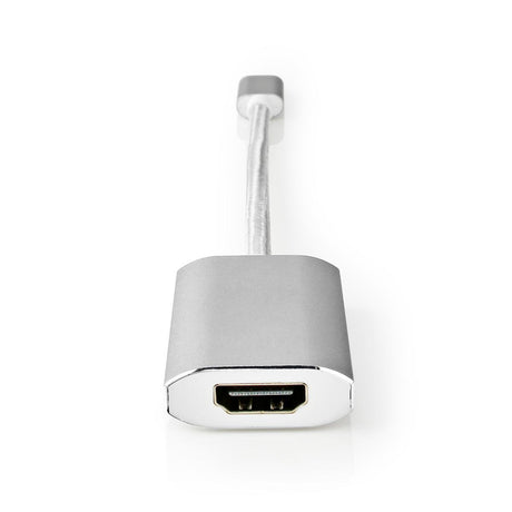 Nedis cctb64680al02 adapter USB USB 3.2 gen 1 handel USB typu C; handel męskim hdmi; złącze 0,20 m okrągła, pozłacana dzianina nylonowa, srebrna osłona skrzynki okiennej