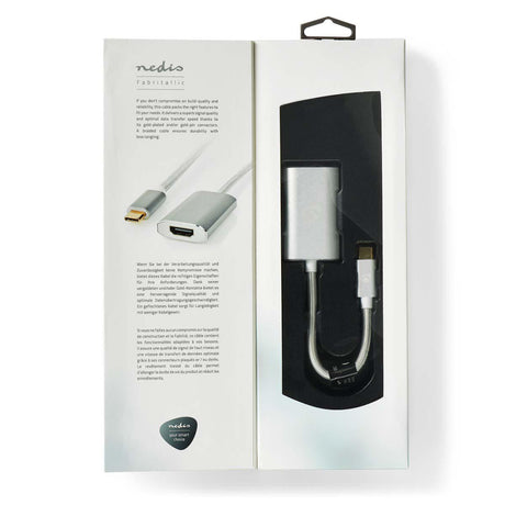 Nedis cctb64680al02 adapter USB USB 3.2 gen 1 handel USB typu C; handel męskim hdmi; złącze 0,20 m okrągła, pozłacana dzianina nylonowa, srebrna osłona skrzynki okiennej