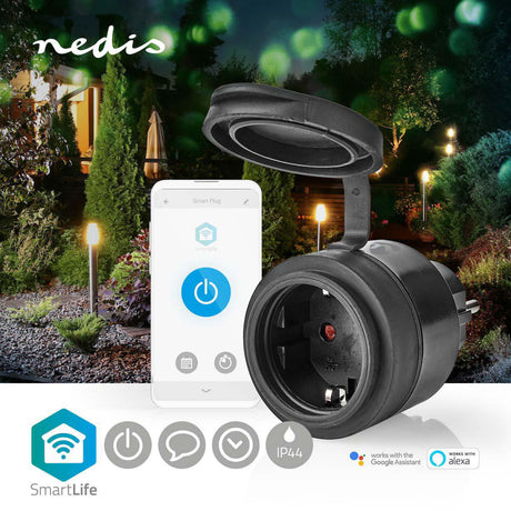 Nedis wifipo110fbk smartlife inteligentna wtyczka wifi ip44 3680w czarna