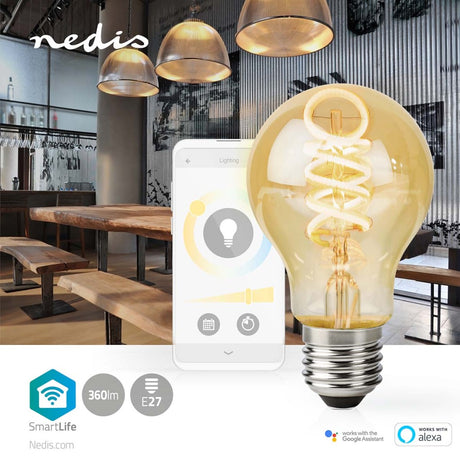 Nedis Wi-Fi LRT10A60 SmartLife Żarówka LED Wi-Fi E27 360 lm 4,9 W Ciepła do Zimnej Białej 1800 - 6500 K Szkło Android Trade; równorzędny iOS