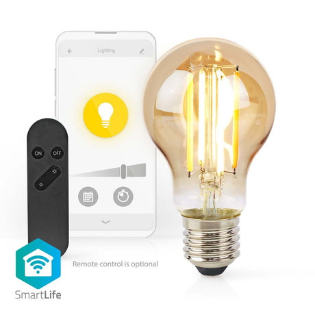 Nedis WiFiLRF10A60 Żarówka LED SmartLife Wi-Fi E27 806 lm 7 W Ciepłe Białe Szkło Android iOS Gruszka