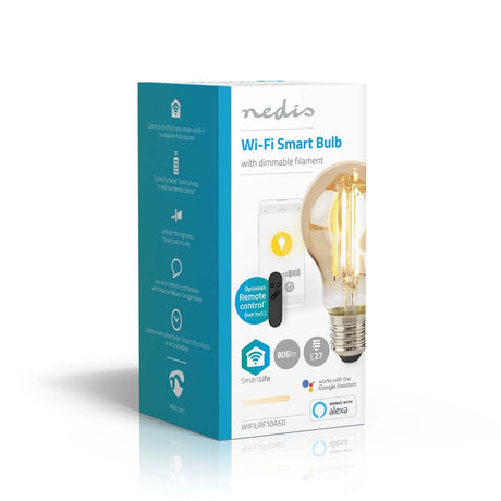 Nedis WiFiLRF10A60 Żarówka LED SmartLife Wi-Fi E27 806 lm 7 W Ciepłe Białe Szkło Android iOS Gruszka