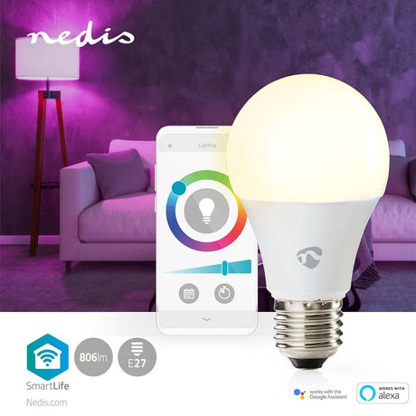 Nedis wifilrc10e27 smartlife wielokolorowa lampa wi-fi e27 806 lm 9 w rgb ciepła do chłodnej bieli android trade; równorzędny iOS