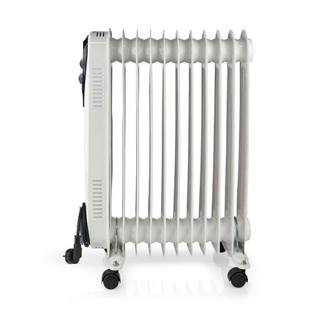 Mobilny grzejnik olejowy Nedis htoi30wt11 1000 1500 2500 w 11 regulowany termostat z 11 żebrami 3 ustawienia ogrzewania Zapobieganie przewróceniu biały