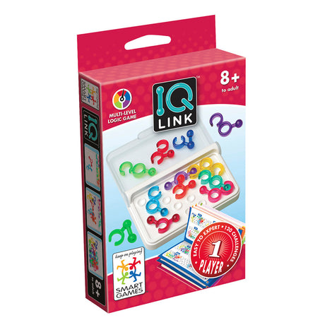 Smartgames IQ Link - łamigłówka podróżna z logicznym myśleniem - 120 zadań z systemem pierścieni - edukacyjna gra solo dla dzieci i dorosłych - od 8 lat