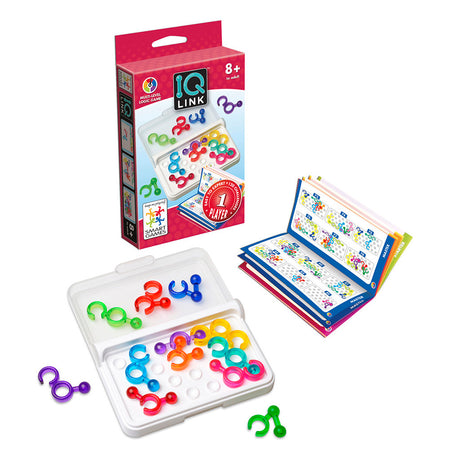 Smartgames IQ Link - łamigłówka podróżna z logicznym myśleniem - 120 zadań z systemem pierścieni - edukacyjna gra solo dla dzieci i dorosłych - od 8 lat