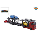 Odlewany transporter samochodowy dla 2 osób z 3 samochodami, 26 cm, wielokolorowy