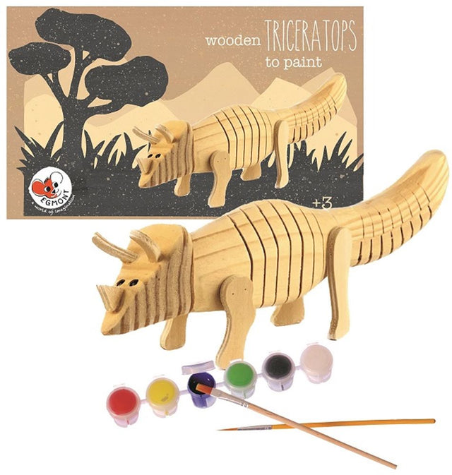 Drewniany triceratops do malowania. 22x7x5