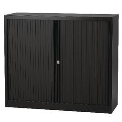 Szafka z drzwiami rolowanymi niska stal 100x43x103cm czarna 1 półka