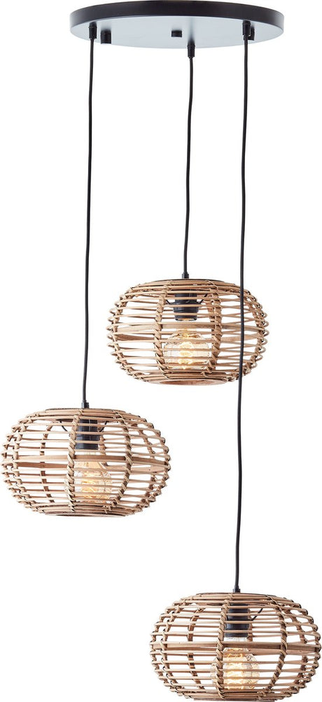 Genialna drewniana kula - lampa wisząca - e27 max 3x60w - rattan
