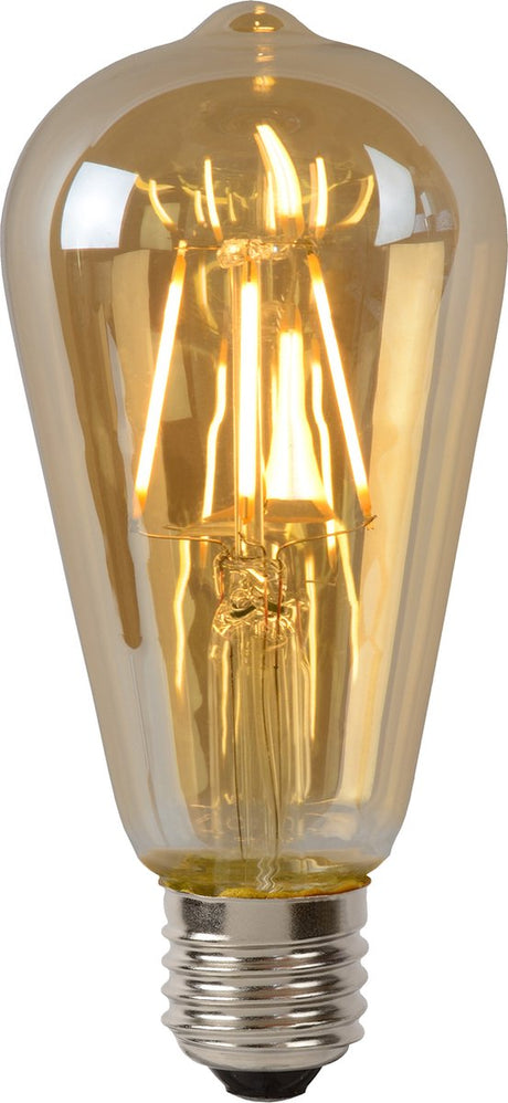 Lucide st64 - żarówka - ø 6,4 cm - LED ściemnialna - E27 - 1x5W 2700K - bursztynowa