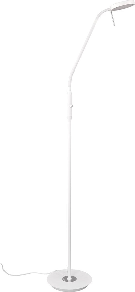 Lampa podłogowa Trio Monza - lampka do czytania - biały mat - elastyczne ramię - możliwość przyciemniania - regulacja barwy światła