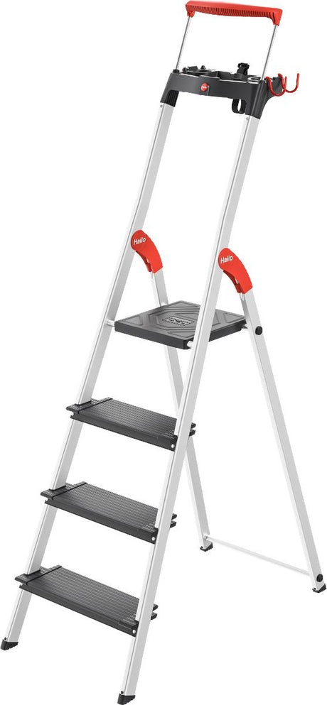 Drabina rozstawna Hailo l100 i 131, z wielofunkcyjną skalą i wspornikiem, do 150 kg, 4 stopnie