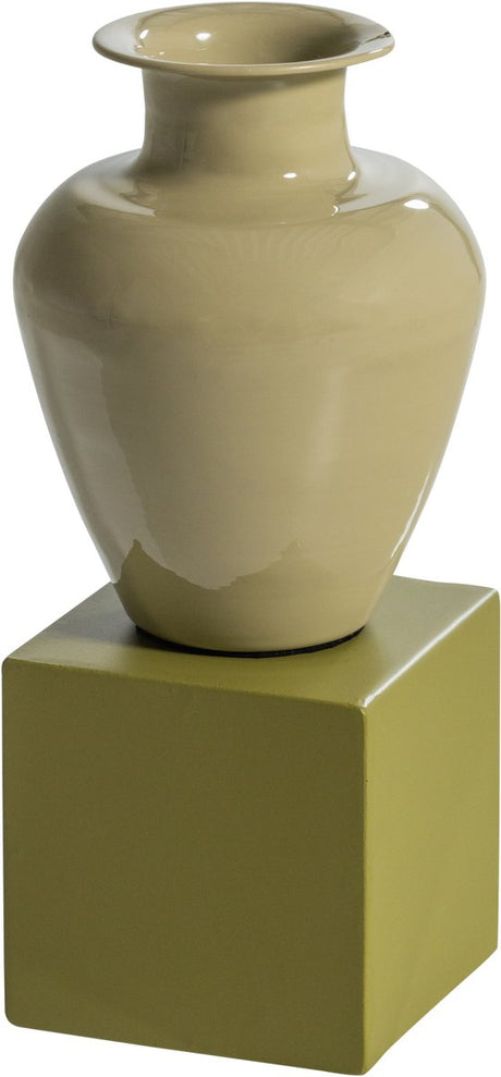 Woood numo wanddeco set vaas kubus - metaal - groen - 29x13x13
