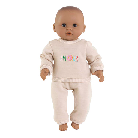 Dres dla lalek Corolle beżowy dla lalki baby 30 cm na rzep.