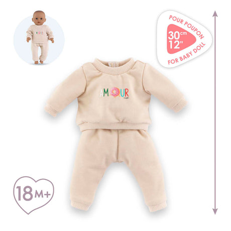 Dres dla lalek Corolle beżowy dla lalki baby 30 cm na rzep.
