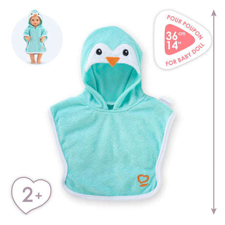 Peleryna do kąpieli Corolle Baby Doll Pingwin 36 cm - akcesoria dla lalek niebieskie.