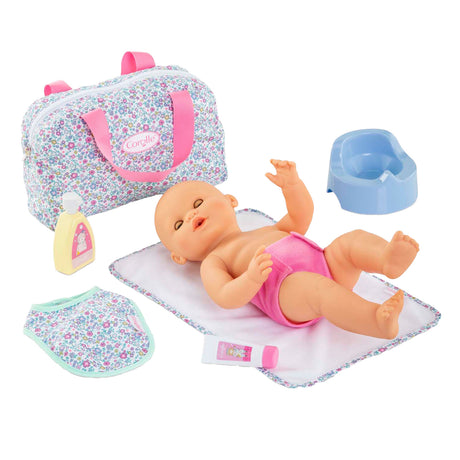 Zestaw akcesoriów do pieluszek Corolle w kwiaty dla lalki Baby, 36 cm