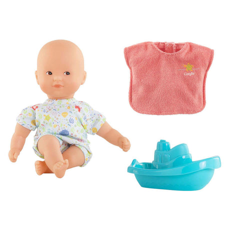 Corolle – mini zestaw do kąpieli – lalka do kąpieli 20 cm – peleryna i łódka