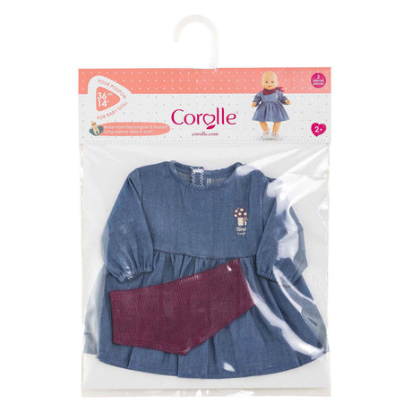 Sukienka jeansowa dla lalki Corolle z szalikiem - ubranka dla lalki 36cm denim.