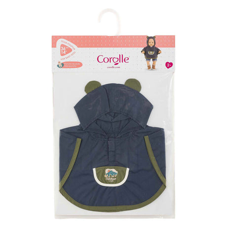 Kostium dla lalki w kształcie poncza przeciwdeszczowego Corolle 36 cm z kapturem i uszami misia.