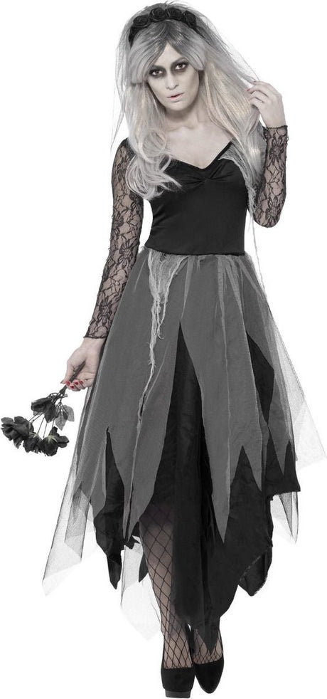 Vegaoo zombie bruid kostuum voor dames halloween - verkleedkleding - large l