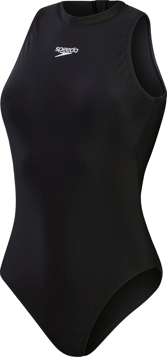 Speedo enduraflex hydrasuit dames sportbadpak - badpak dames met hoge bedekking - zwempak dames met borstvoering - sportbadpak dames met ritssluiting - zwart - 38