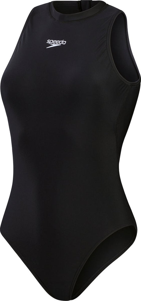 Speedo enduraflex hydrasuit dames sportbadpak - badpak dames met hoge bedekking - zwempak dames met borstvoering - sportbadpak dames met ritssluiting - zwart - 38