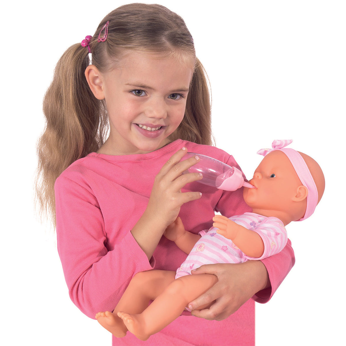 Simba - noworodek - laleczka bobas - 43 cm - oczy do spania - różowy - funkcja picia i siusiu - laleczka bobas
